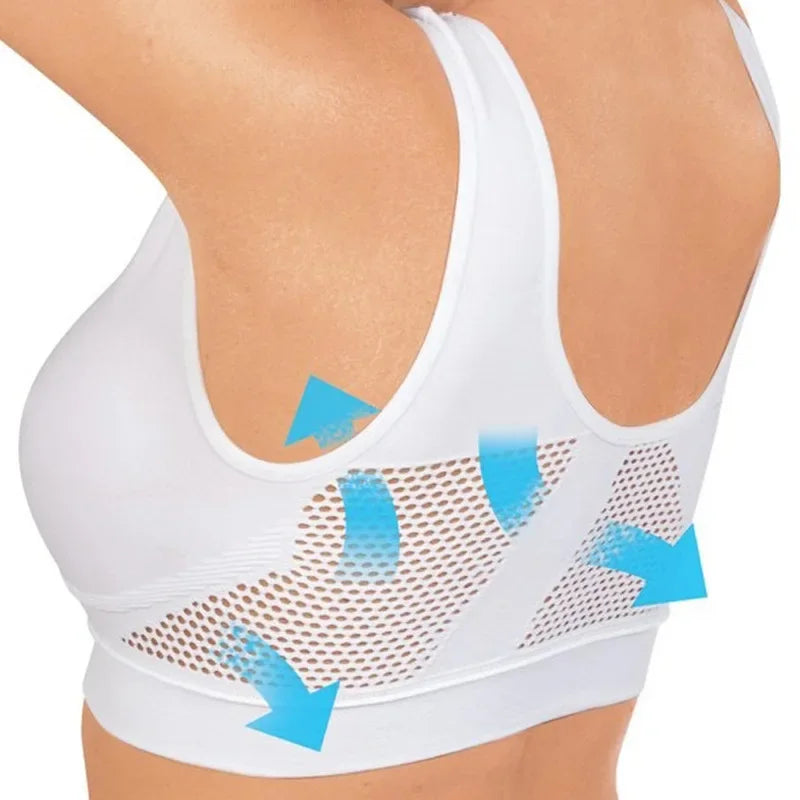 Women's Breathable Sports Vest Bra Sweat-absorbent Shockproof Pad Qme black S
