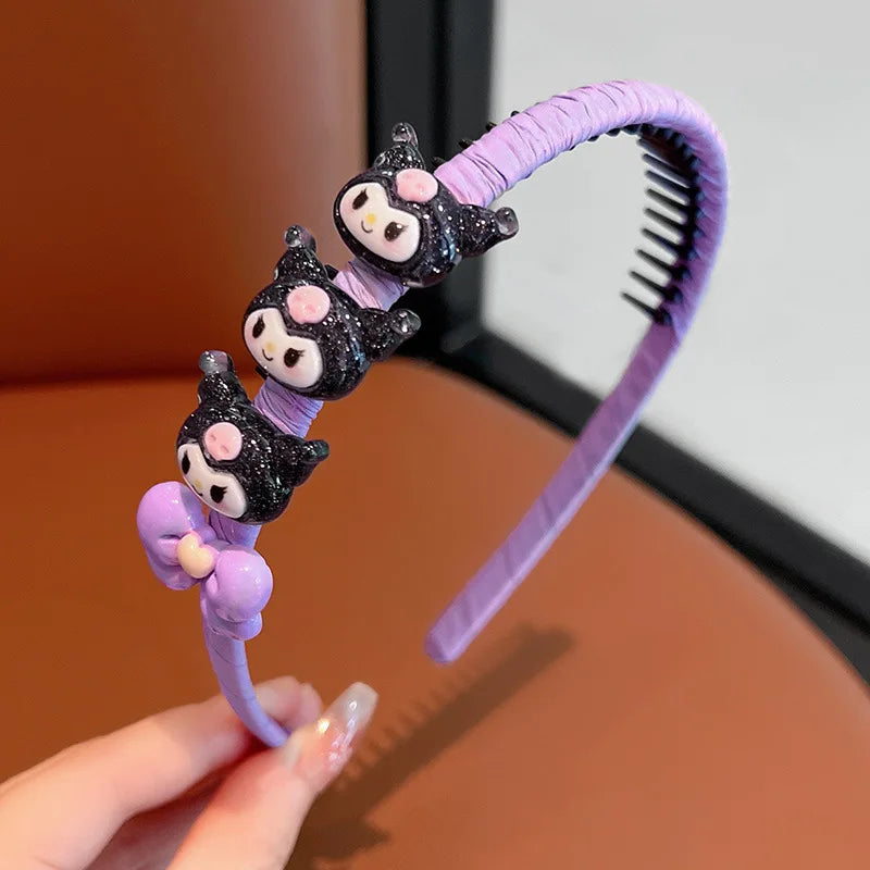 Hello Kitty Kuromi Hair Accessories Adorable Cute Headbands Versatile Qme 4