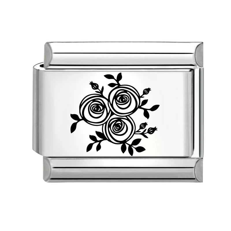 2026 New Beautiful Rose Flowers Leaves Ginkgo Leaf Italian Charm Links Fit 9mm Bracelet Stainless Steel Jewelry DIY Making Gifts Qme Style 11