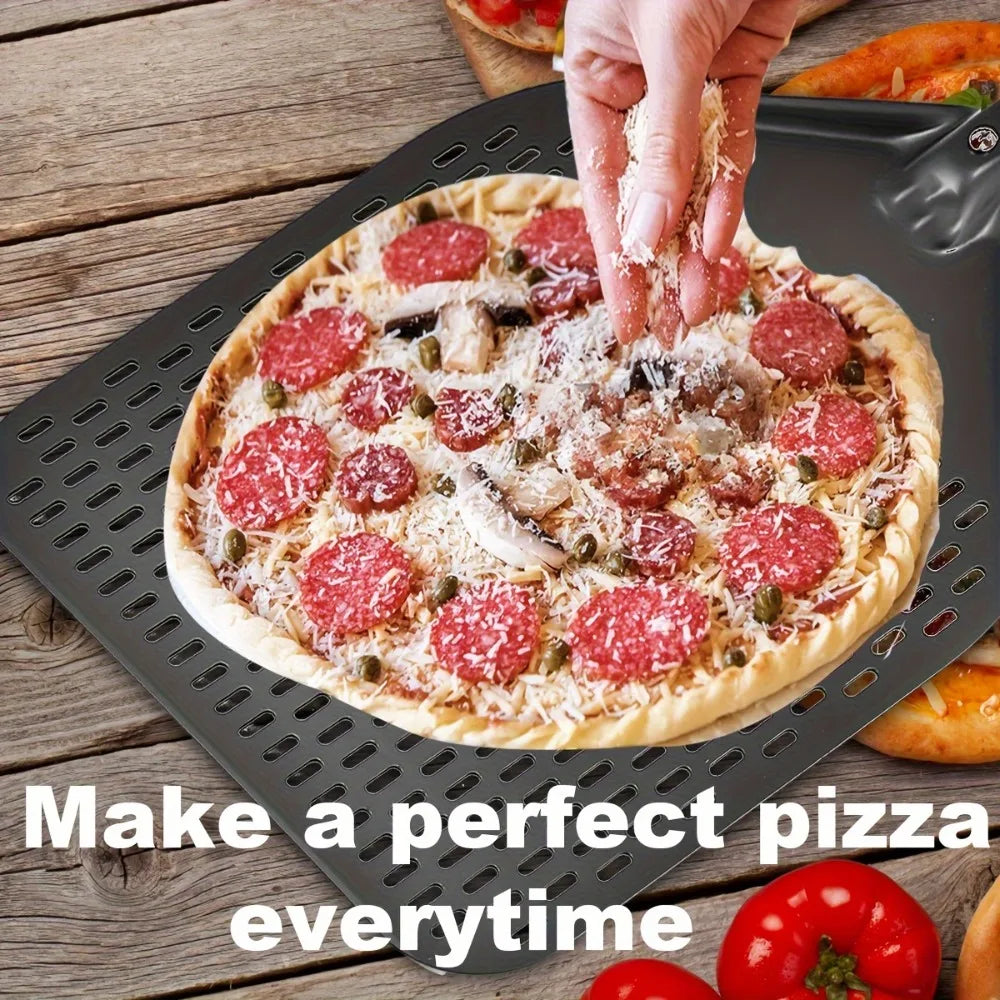 Stainless Steel Pizza Peel Perforated Non Slip Professional Oven Tool Qme
