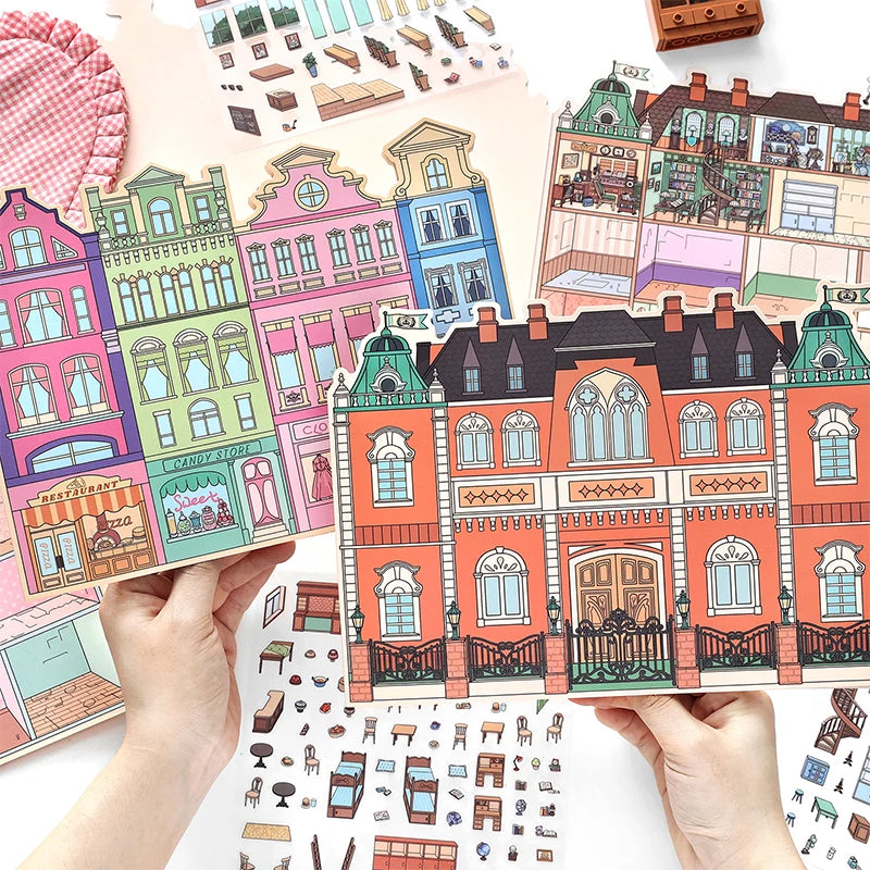 European Style Miniature Room Building Stickers, Versatile for Collage & Decoration, Exquisite Details, Art Collection Qme