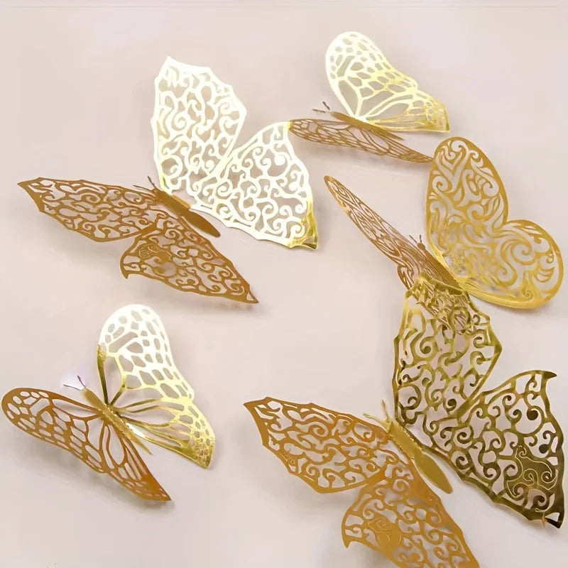 12 Hollowed Out Butterfly Wall Stickers Three-dimensional Simulation Qme