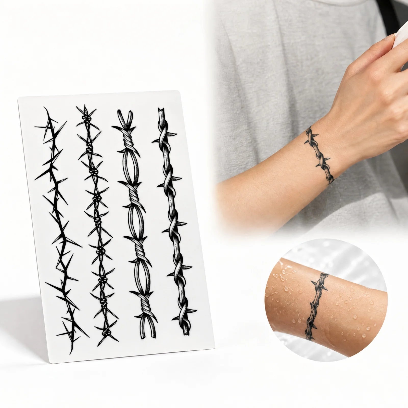 1pc Thorn Armband Waterproof Long-lasting Temporary Tattoo Stylish Semi-permanent Arm Tattoo Sticker Cosplay Effect Products Qme 1