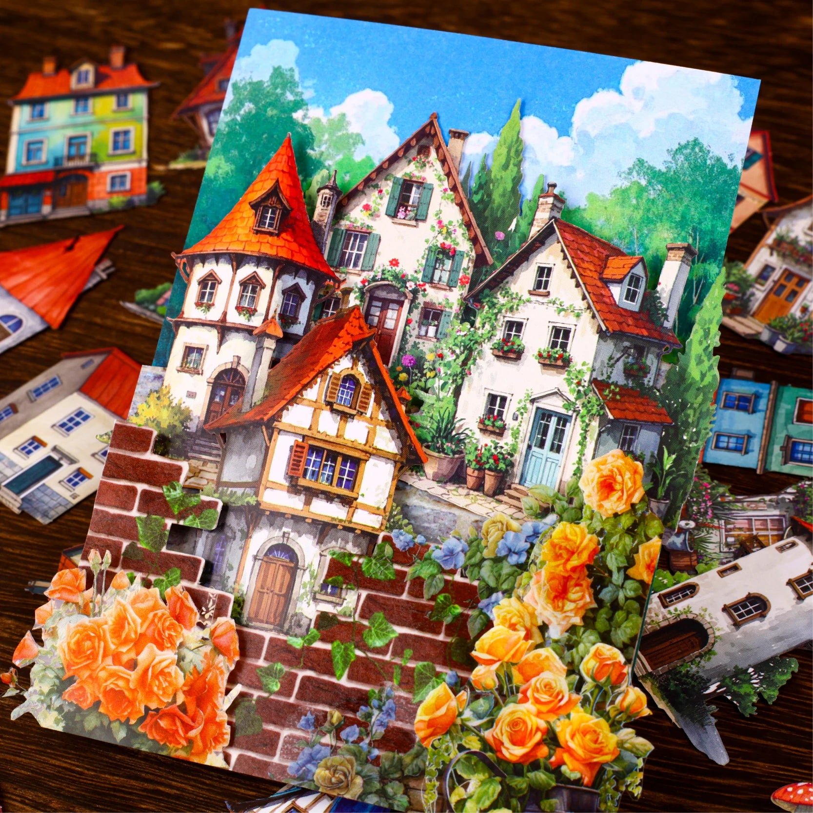 10pcs Fairy Tale Mushroom Town Sticker Pack DIY Decorative Paper Scrapbooking Material handmade Diary Album Junk Journal Supplie Qme