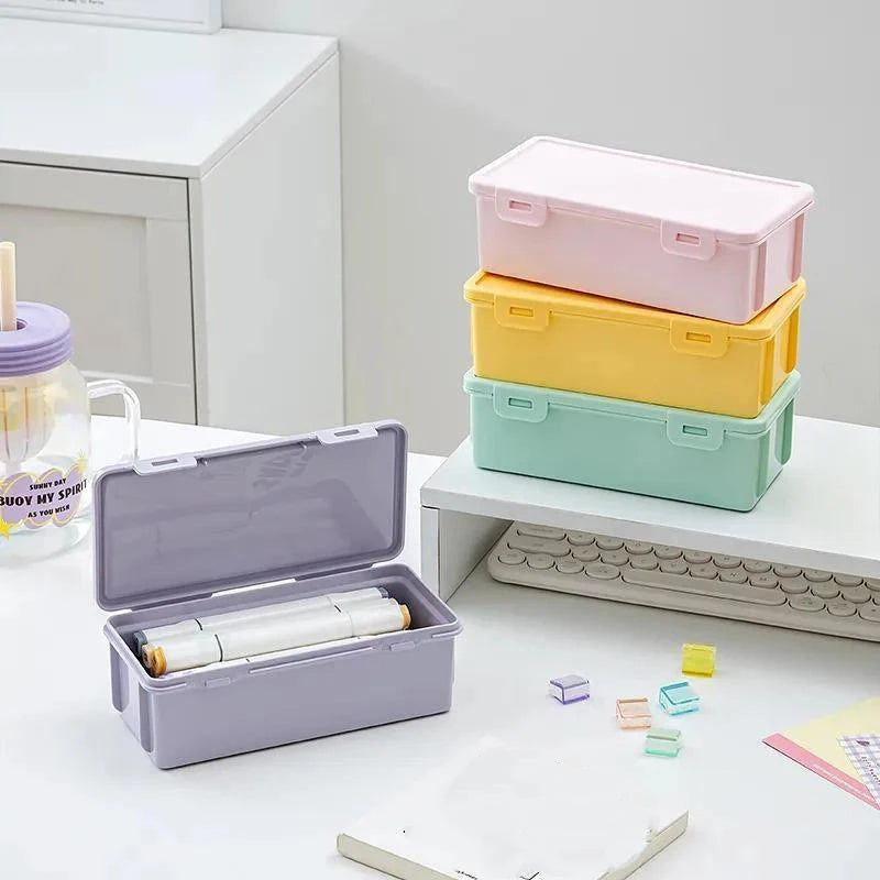 Macaron Plastic Pencil Case Large Capacity Snap Lid Perfect Students Qme