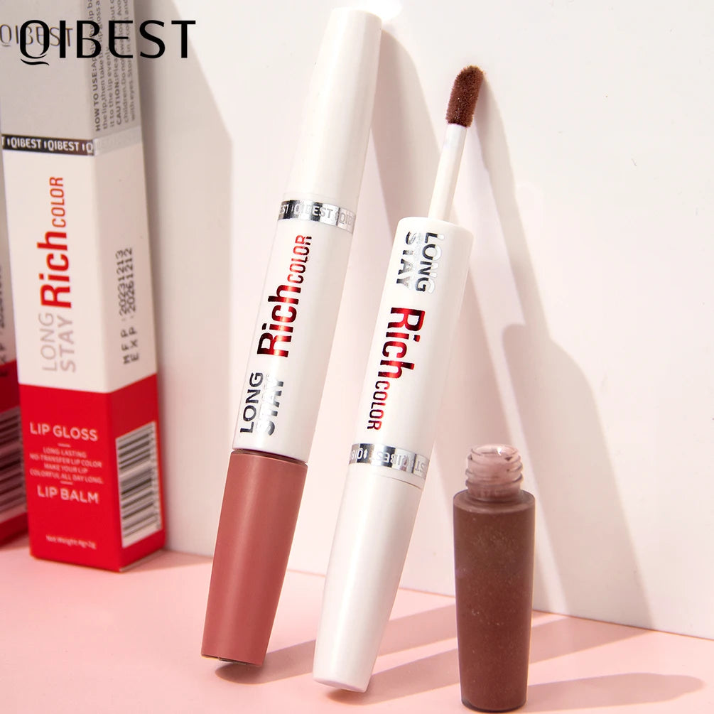 Double Head Matte Liquid Lipstick Waterproof Long-Lasting Lipgloss Makeup Lip Balm Moisturizing Repair Fine Lines Lips Cosmetic Qme