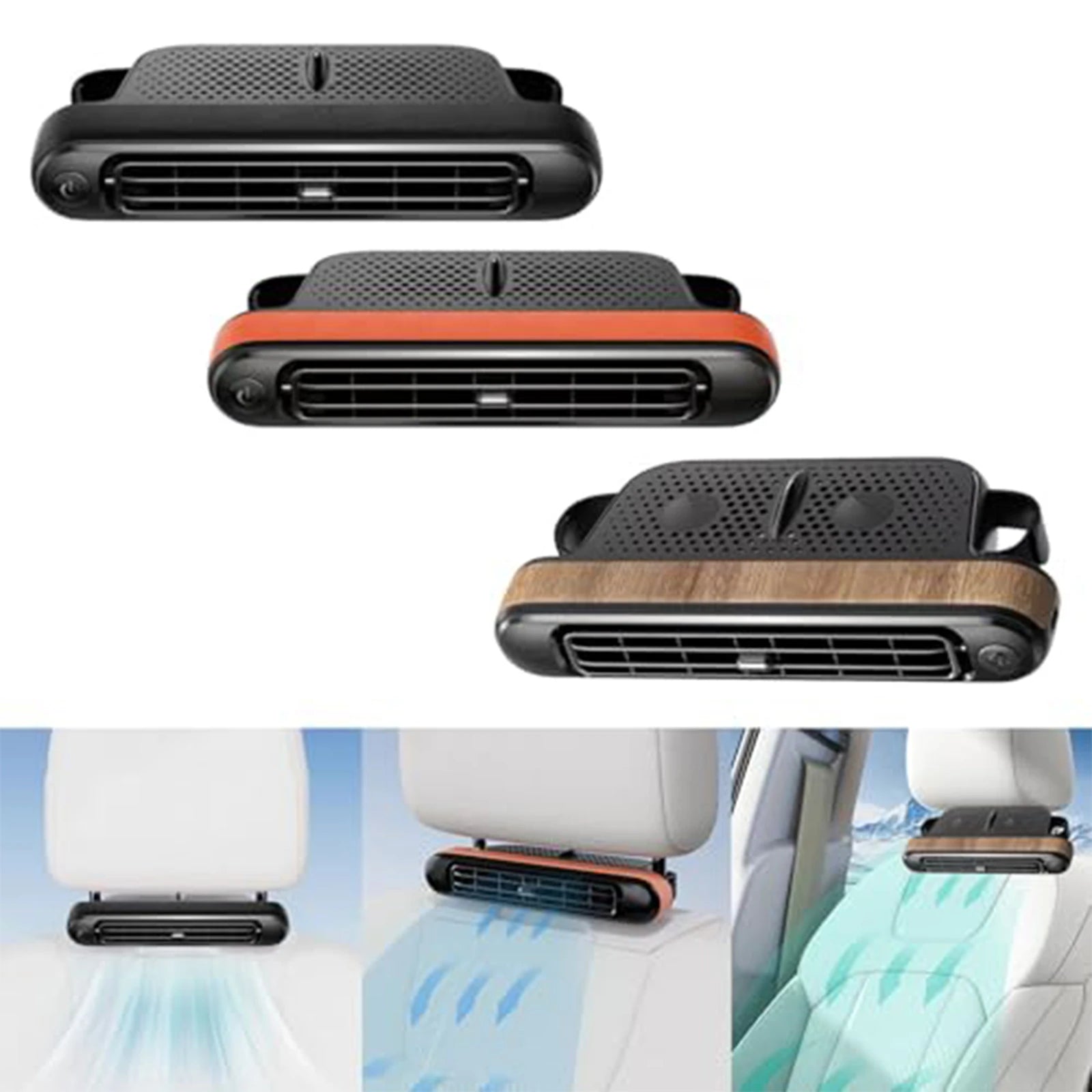 Protable Detachable Car Cooling Fan for Backseat 3 Speeds Portable Car Seat Headrest Fan Car Seat Fan for Mini Cars RVs Sedans Qme