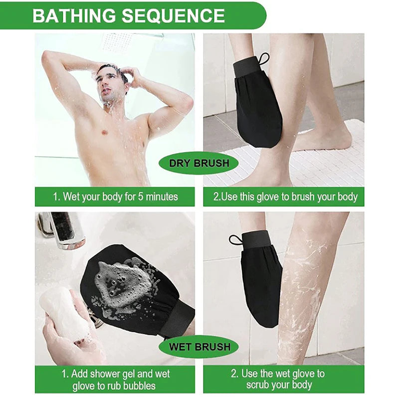 Moroccan Shower Exfoliating Glove Hammam Bath Body Cleaning Scrub Qme