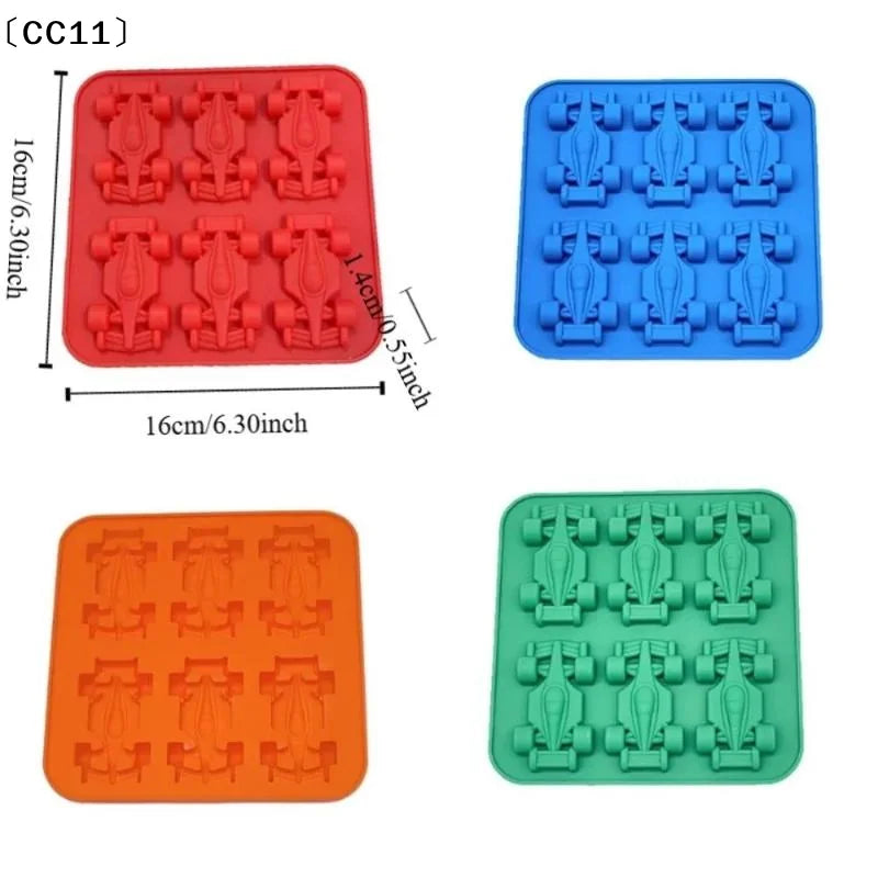 6-Cavity 3D Racing Car Ice Mold Silicone Chocolate Jelly Tray DIY Qme
