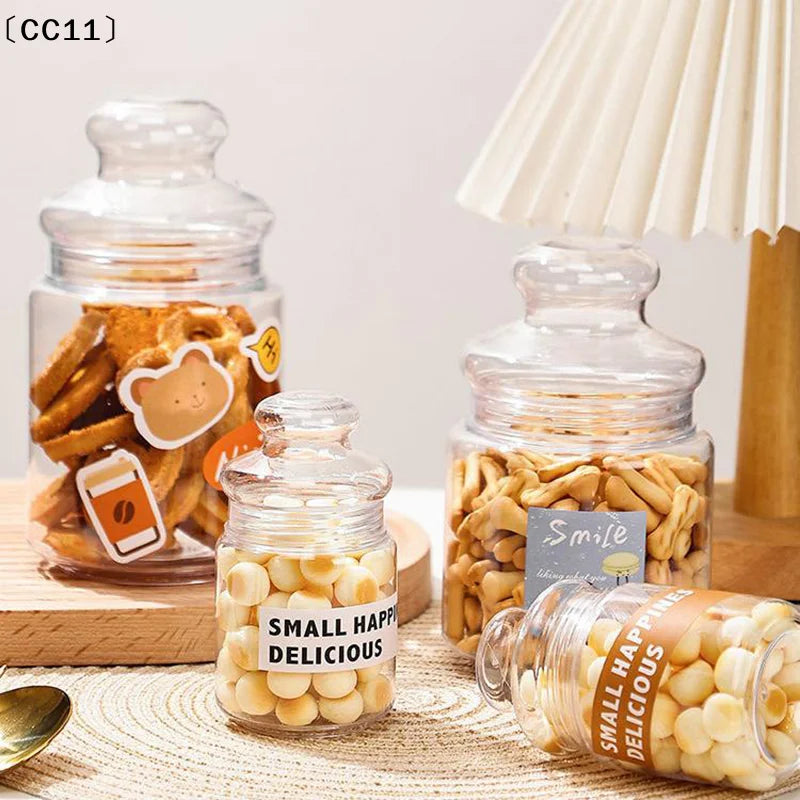 Plastic Transparent Candy Jars Cookie Food Storage Container Reusable Qme