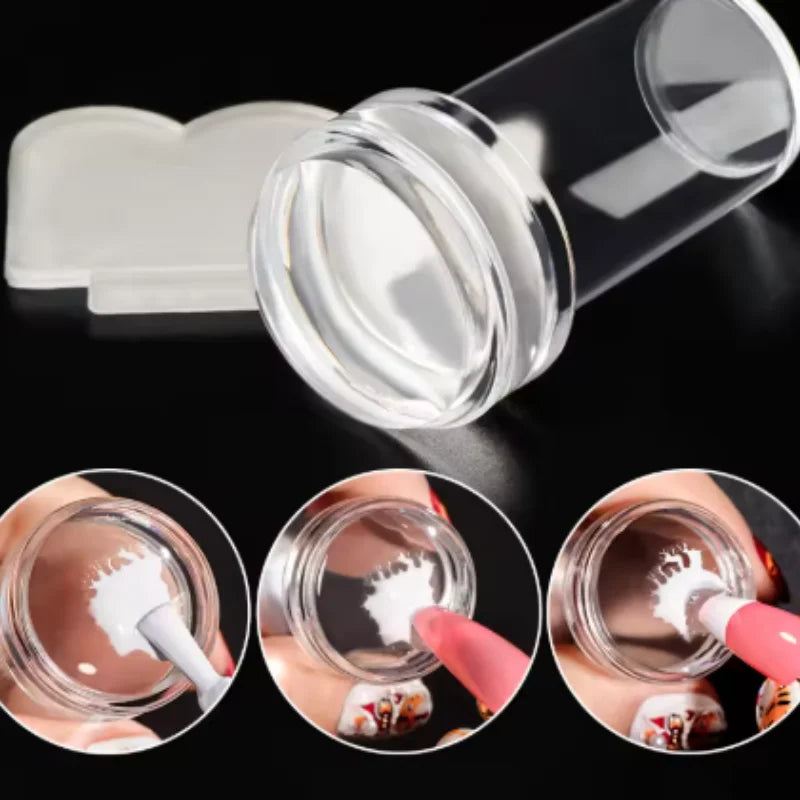 1/3/5pcs Transparent Silicone Nail Art Stamping Kit French Design For Manicure Plate Stamp Polish Seal Two Side Stamper Qme