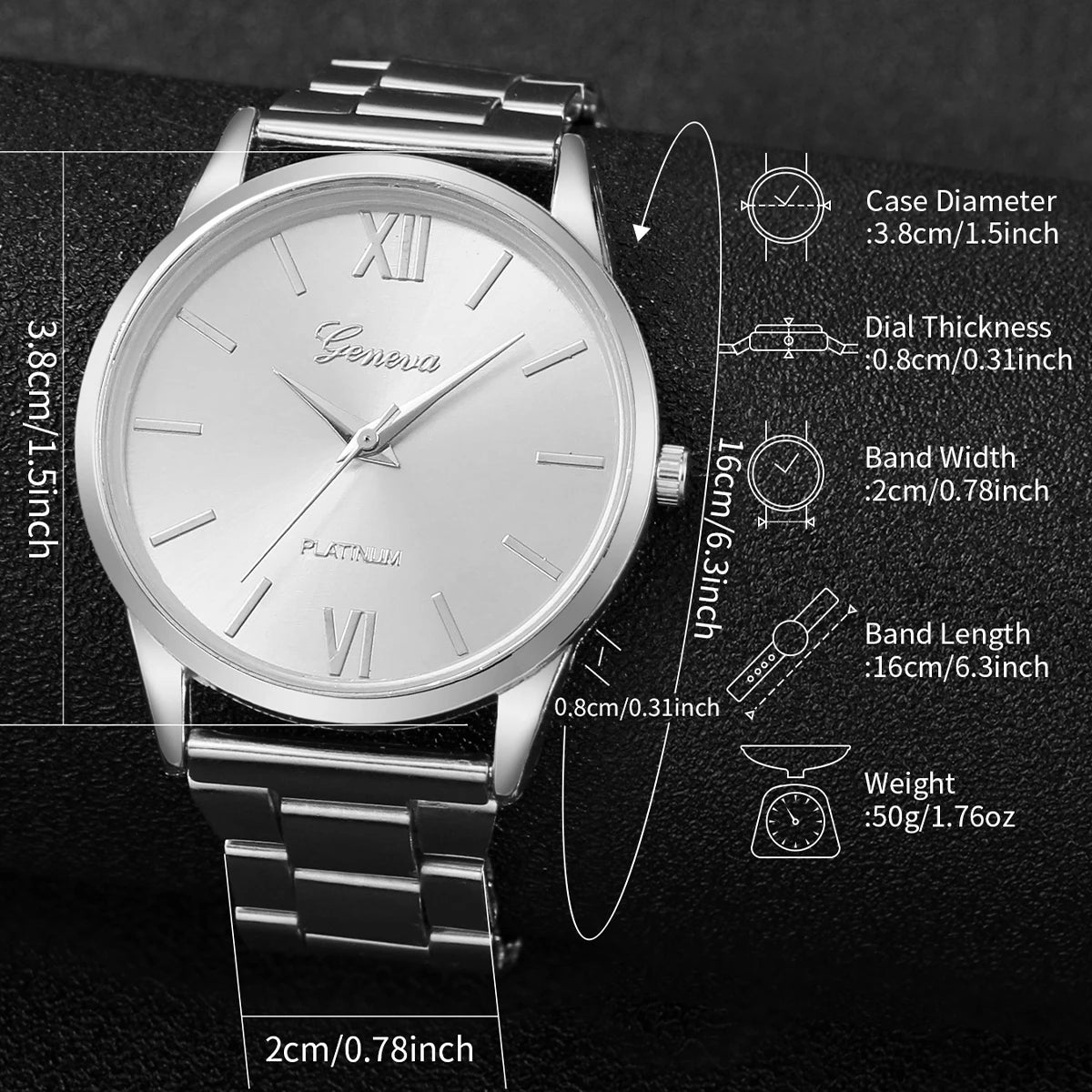 6 Pçs/set Moda Roma Dial Mulheres Relógio de Quartzo Banda de Liga de Prata Feminino Relógios de Pulso Pulseiras Conjunto Qme
