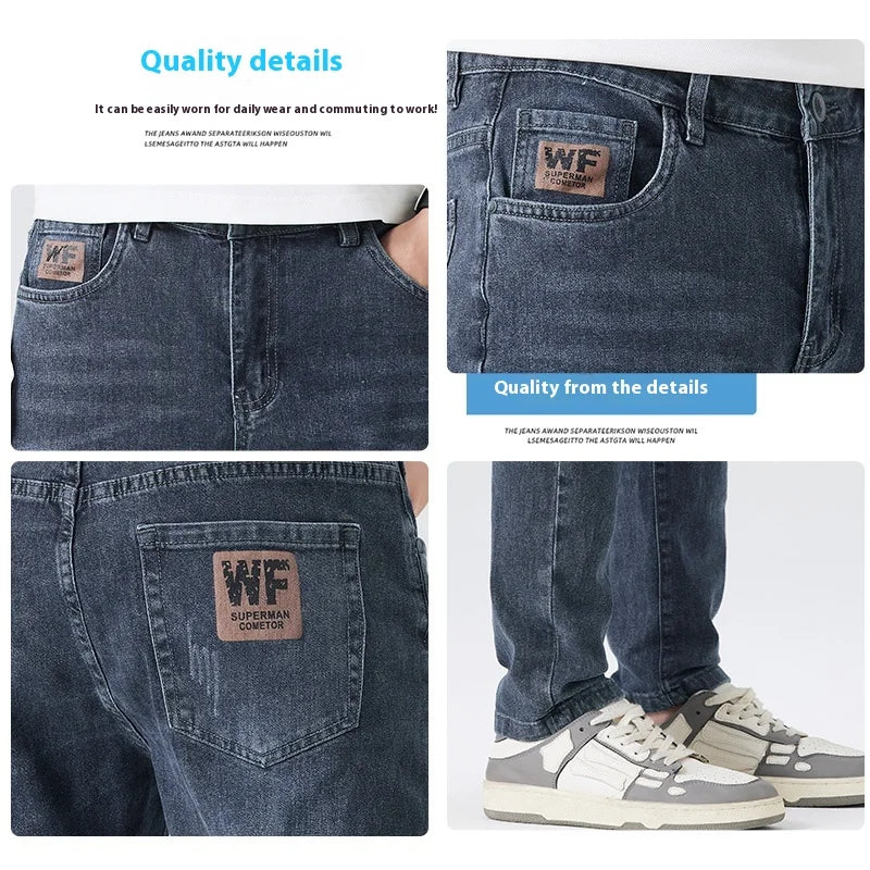 Jeans men summer new slim fit skinny pants casual pants men Korean style trendy thin nine-point pants Qme