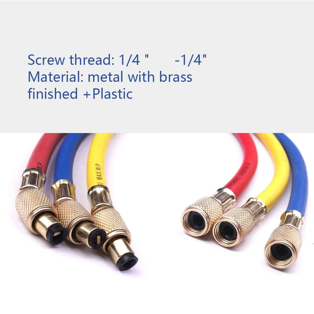 0.9M-1.8M AC Charging Hose Tube Kit Hose Low Loss Fittings for R134A R12 R22 Refrigerant Air Conditioning Manifold Gauge Qme