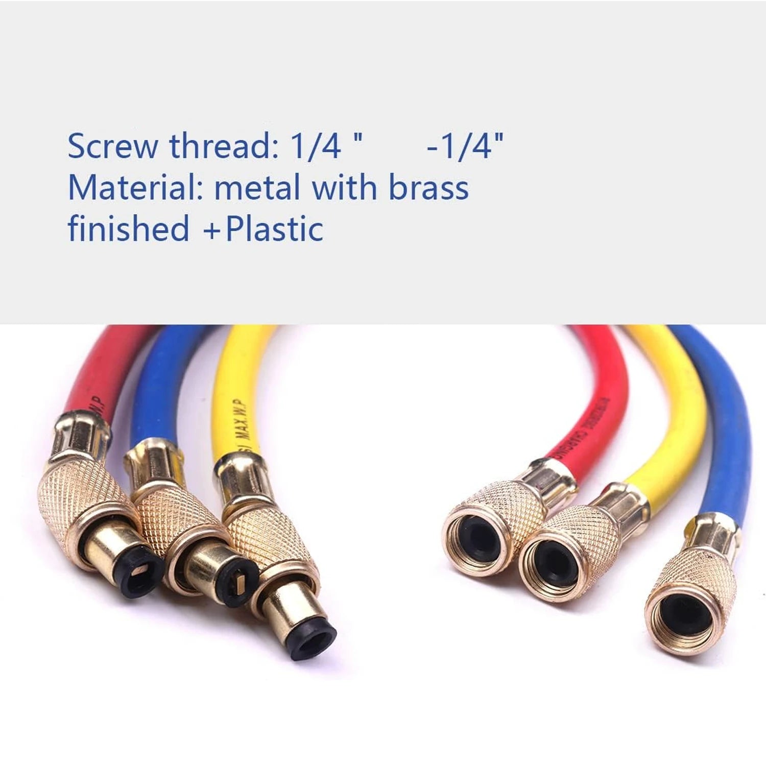 0.9M-1.8M AC Charging Hose Tube Kit Hose Low Loss Fittings for R134A R12 R22 Refrigerant Air Conditioning Manifold Gauge Qme