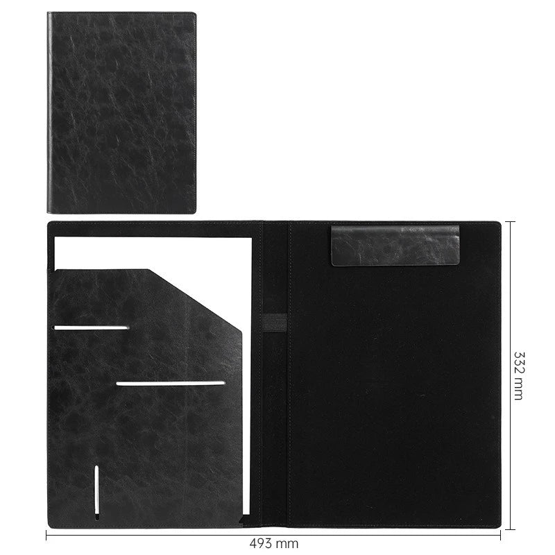 Faux Leather Interview Portfolio Folder Notepad Holder Business Card Qme Black