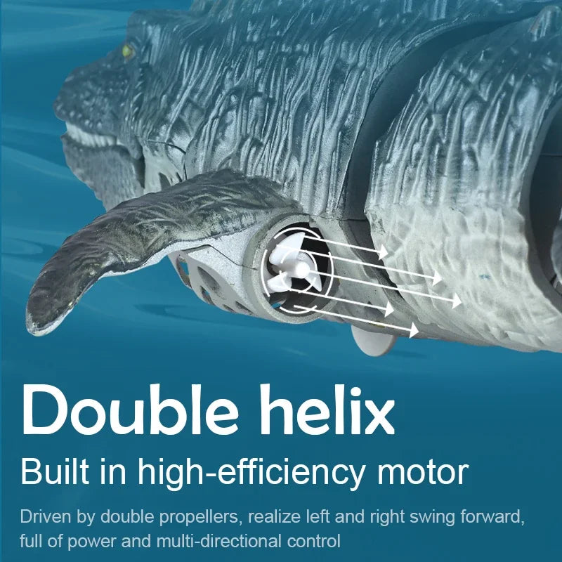 2.4GHz Rc Dinosaur Mosasaur Model Simulation Toy Remote Control Boat Waterproof Spray Kid Boy Toy Gift Outdoor Pool Water Game Qme
