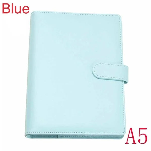 New Vintage Refillable Notebook File Folder Notepad Cover Leather Ring Binder Office Supplies Qme A5 bule