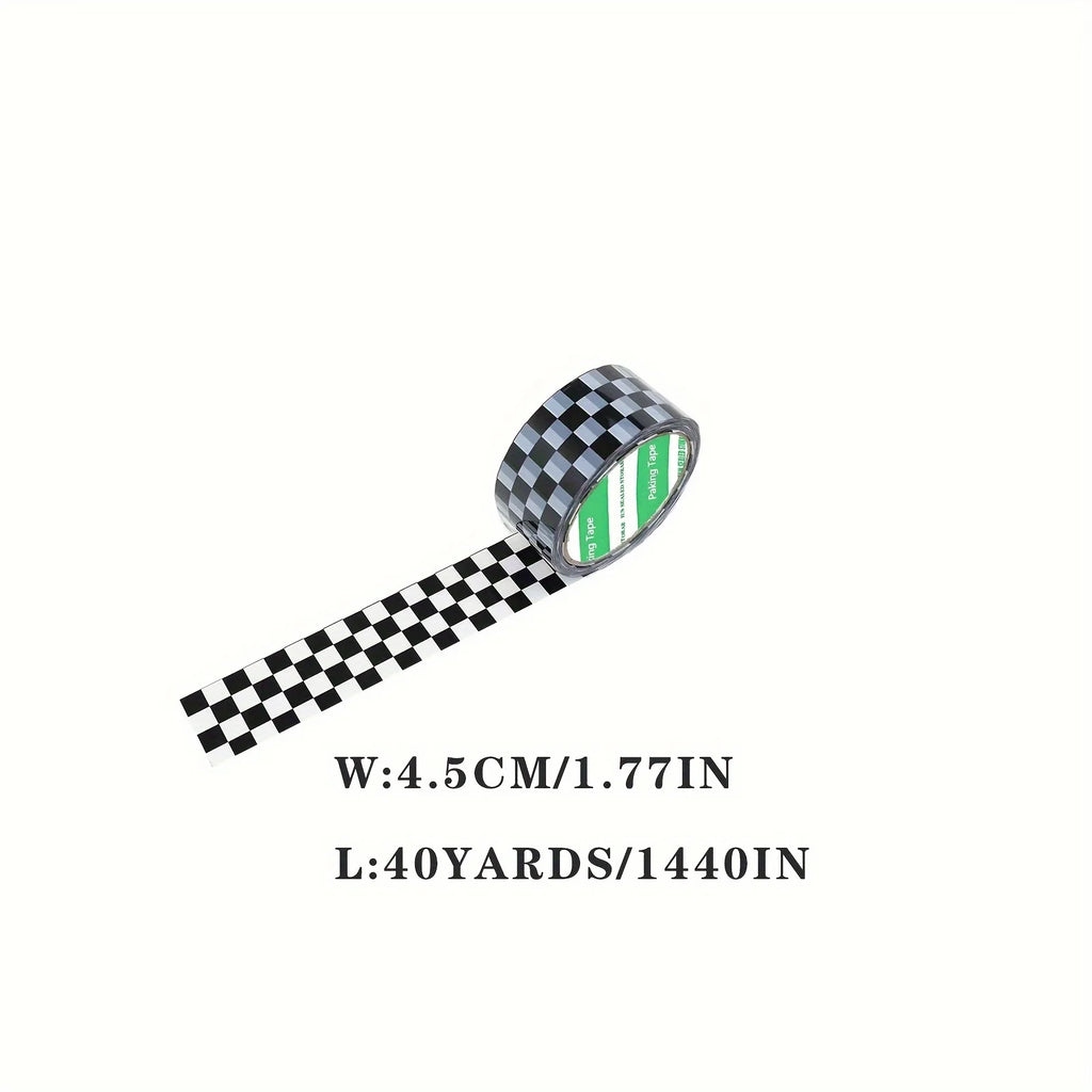 Black and White Checkered Shipping Tape, for Crafts, Packaging, Outdoor, Indoor Use Qme 4.5cm 1pc