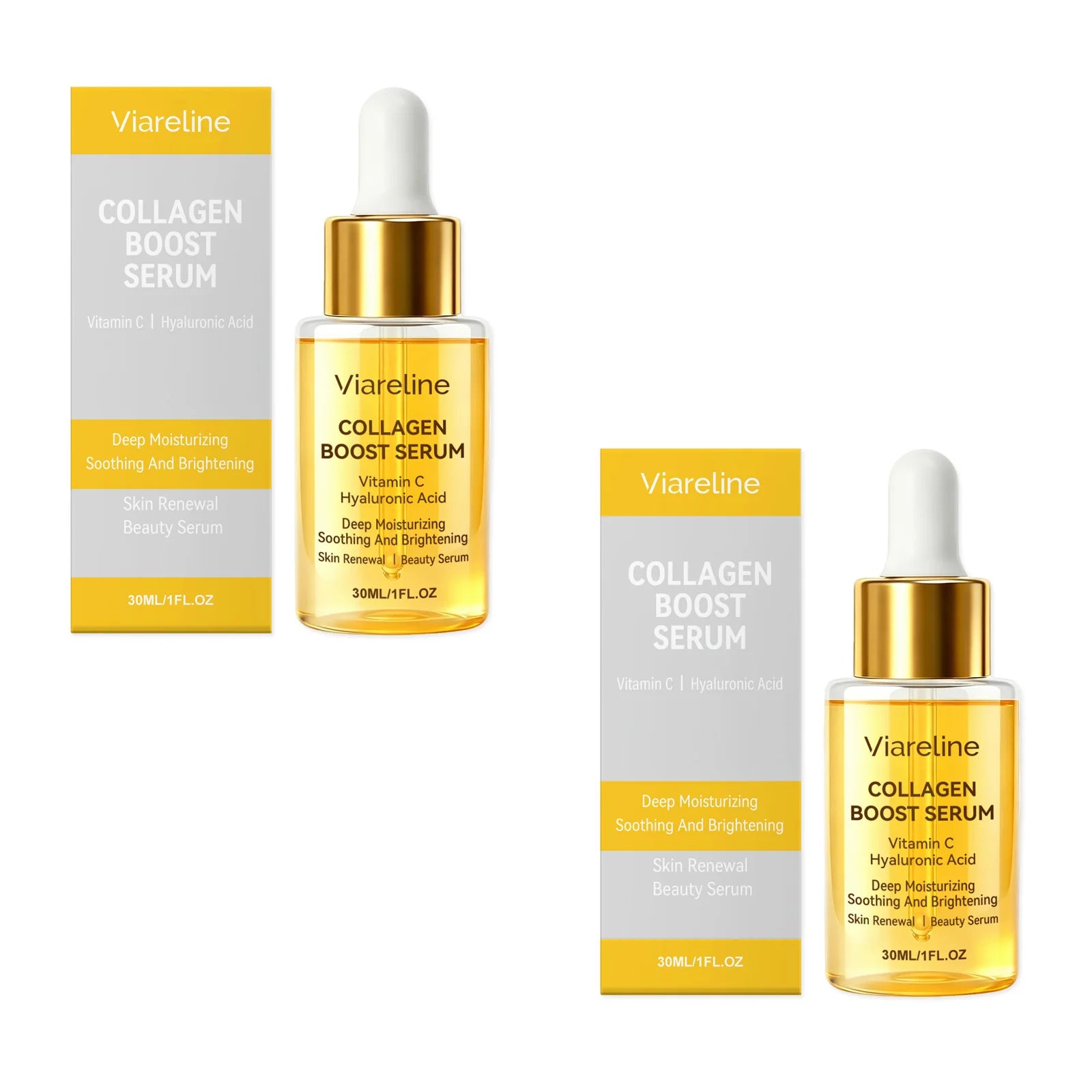 Viareline Collagen Boost Serum Wrinkle Removal Brightening Facial Qme 2 X 30ml Boxed