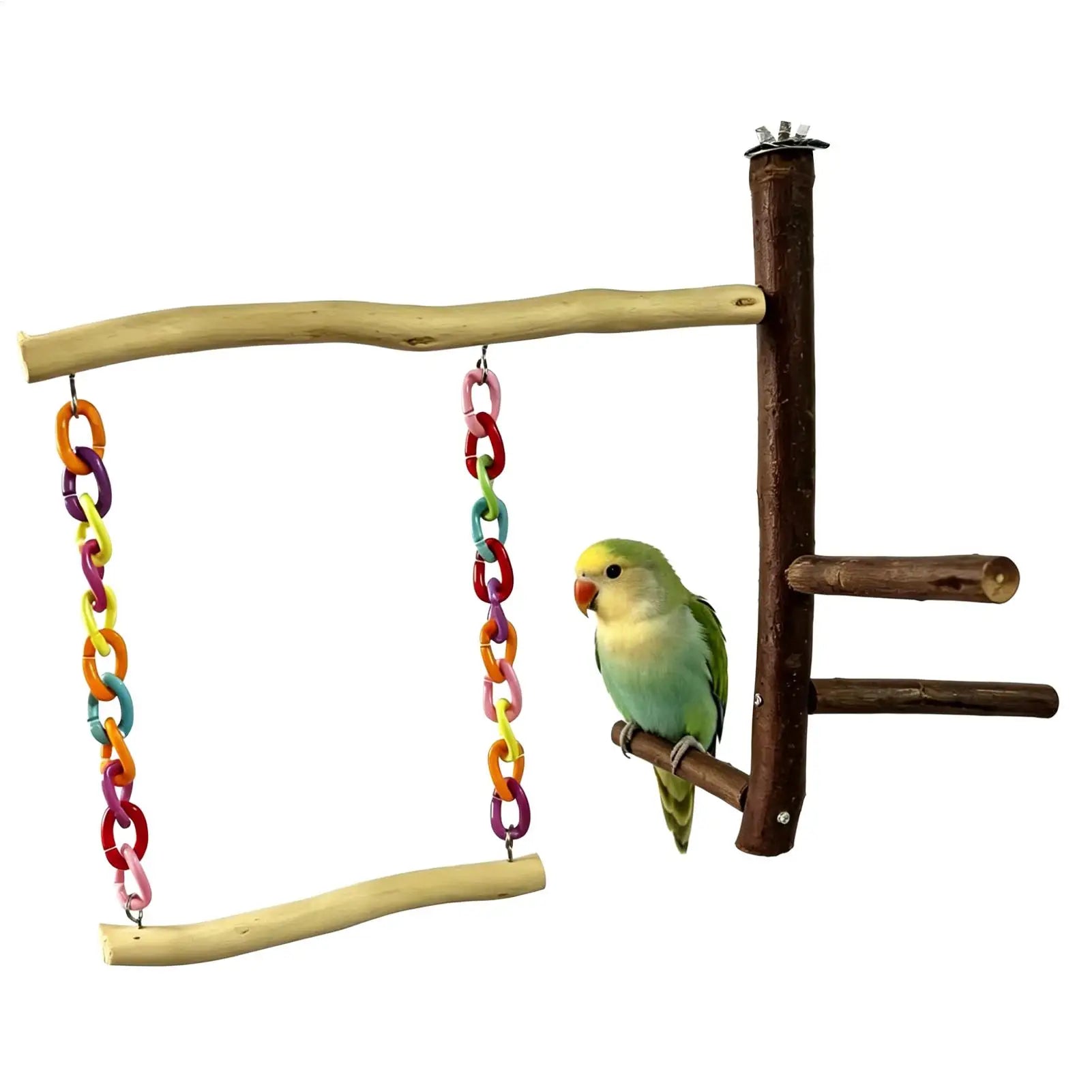 Bird Swing Chewing Standing Wooden Decor Bird Perch Stand for Budgies Small Parrots Bedding Living Room Home Indoor Outdoor Qme