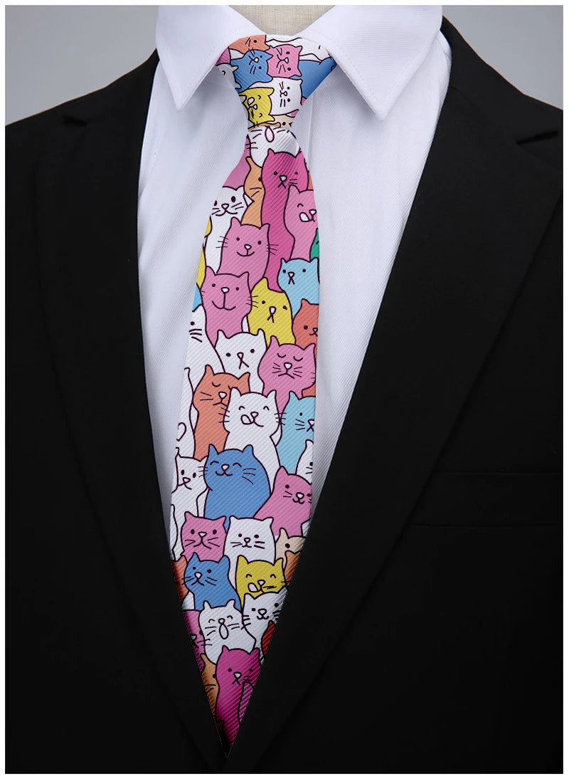 Funny Cartoon Small Animal Print Men's Tie Fashion Slim High-quality Qme