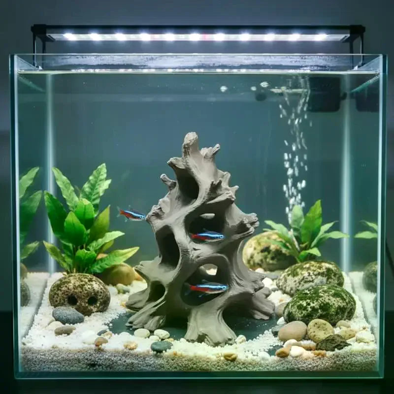 Hidden Multi-Hole Driftwood Aquarium Ornaments Driftwood Fish Caves Aquarium Decor Fish Hideout For Breeding Hiding Caves Decor Qme