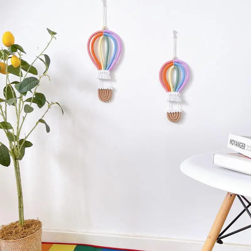 Rainbow Wall Pendant Air Balloon Hanging Tassels Woven Handmade Boho Qme