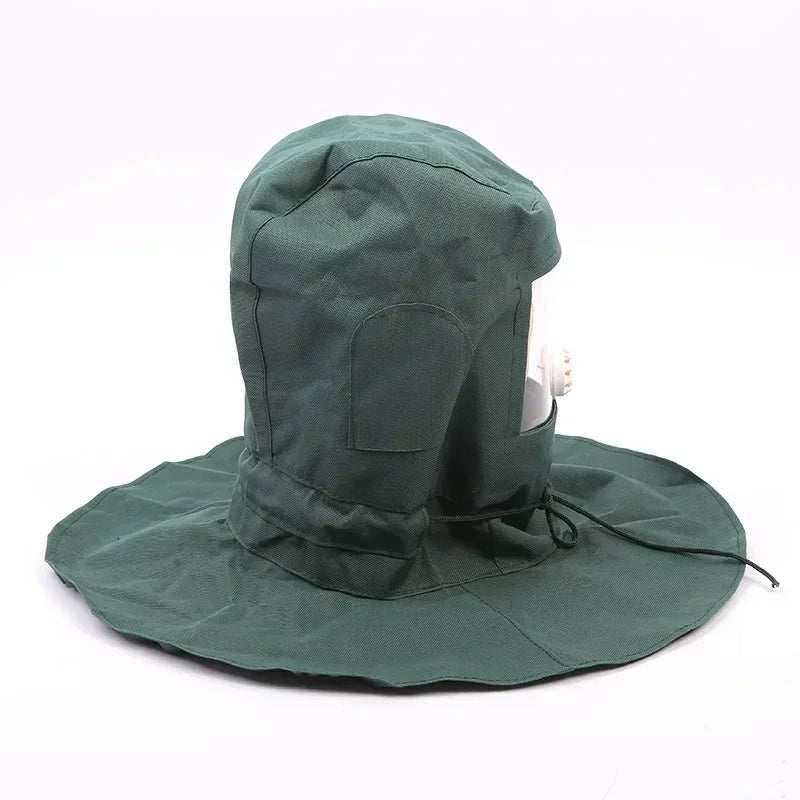 Industrial Labor Work Protection Canvas Sand Blasting Hood Anti Wind Anti Impact Mild Blasting Polishing Protective Helmet Qme