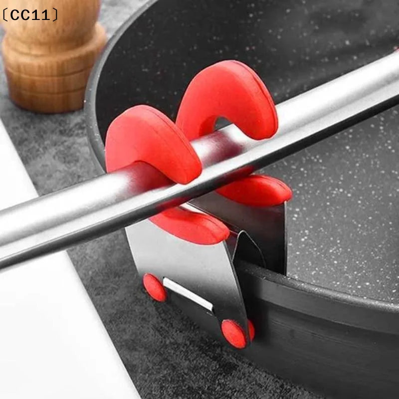 Pot Spoon Holder Clip Anti Scald Silicone Grip Spatula Fork Cooking Qme
