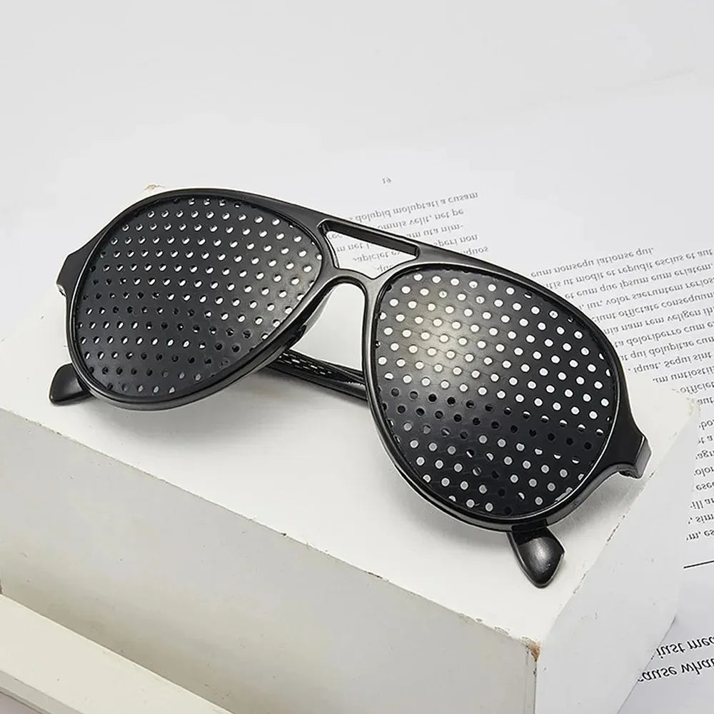 Anti-myopia Astigmatism Glasses Vision Correction Fatigue Pin Hole Glasses With Holes For Men Women Eyesight Improvement Eyewear Qme black