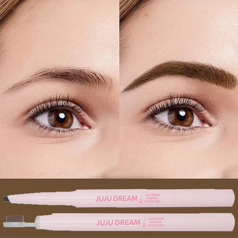 Double head flat core eyebrow wax brush, waterproof and lasting, cream black brown eyebrow, precise styling, clear contour Qme