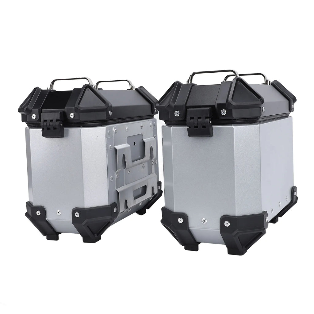 18L Motorcycle Side Case Aluminium Alloy Motorbike Hard Side Saddlebag Box with Safety Lock and Handle for Helmet Luggage Qme