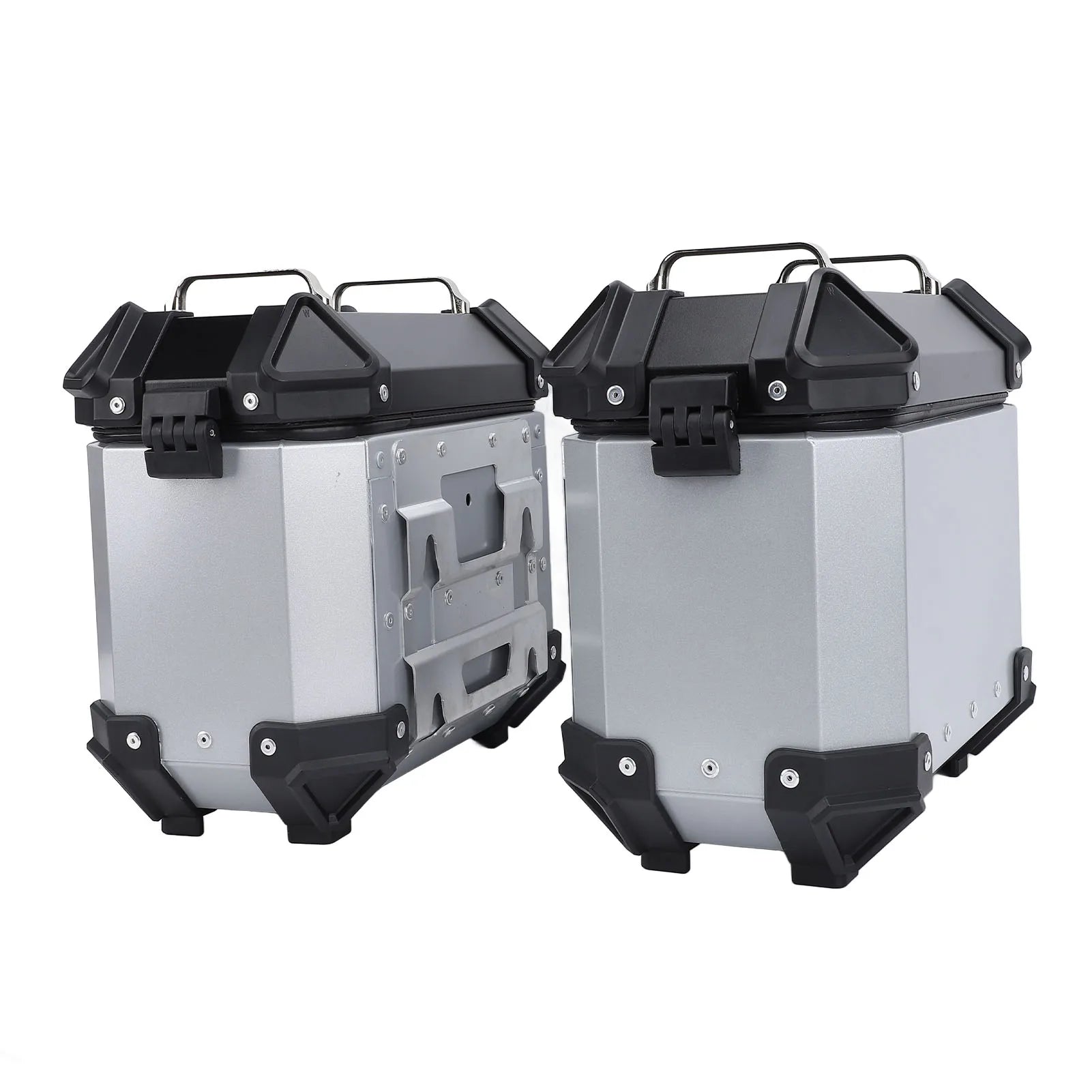 18L Motorcycle Side Case Aluminium Alloy Motorbike Hard Side Saddlebag Box with Safety Lock and Handle for Helmet Luggage Qme