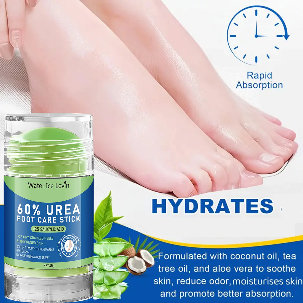 Foot Care Stick for Dry Cracked Heels,Softening & Smoothing Formula with Salicylic Acid & Urea,Fast Absorbing,Non-Greasy Qme
