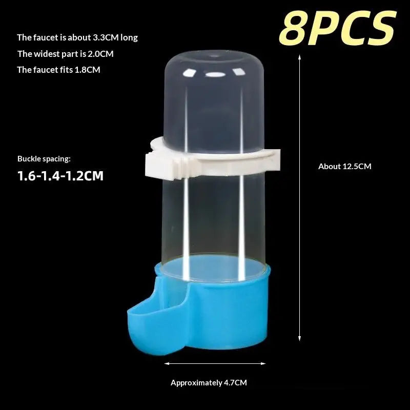 Bird Feeder Small Medium Large Pet Cage Accessories 2 4 8 Automatic Qme Blue 240ML 8pcs