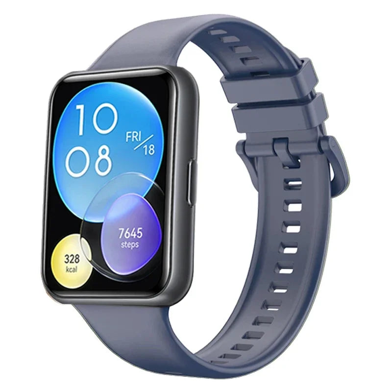 Silicone Band For Huawei Watch FIT 2 Strap smart Wrist watchband metal Buckle sport Replacement bracelet fit2 correa Accessories Qme BlueH