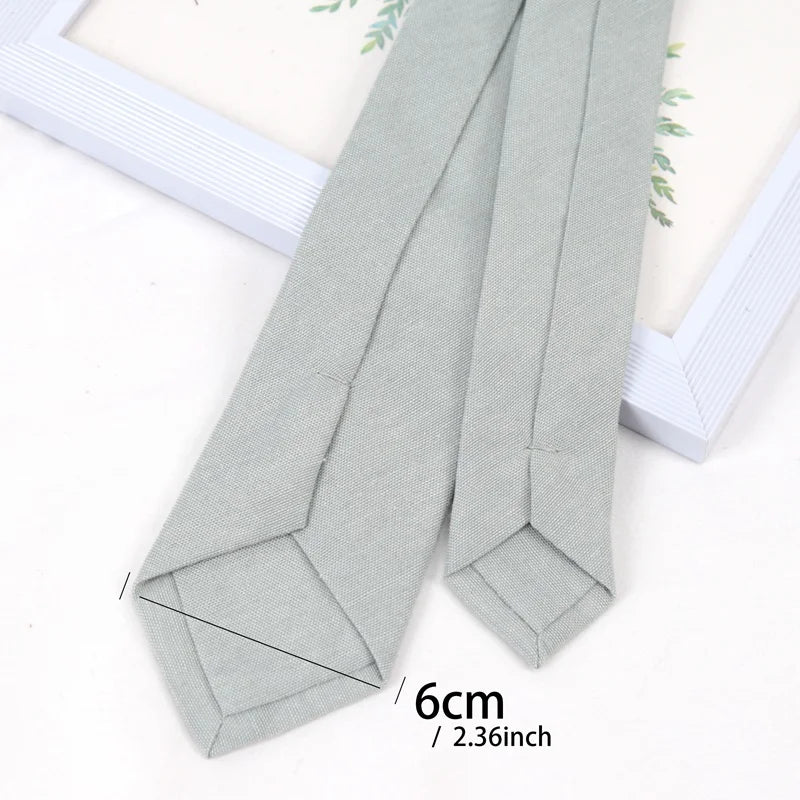 Mens Ties Classic Cotton Handmade Skinny Grey Solid Neckties Striped Qme