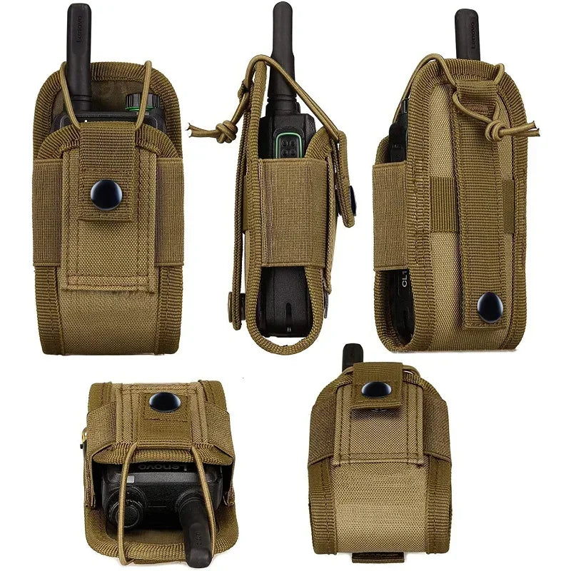 Portable Radio Walkie Talkie Holster, 1000D Tactical Molle Waist Bag Holder Pocket, Carry Bag for Hunting Camping Qme