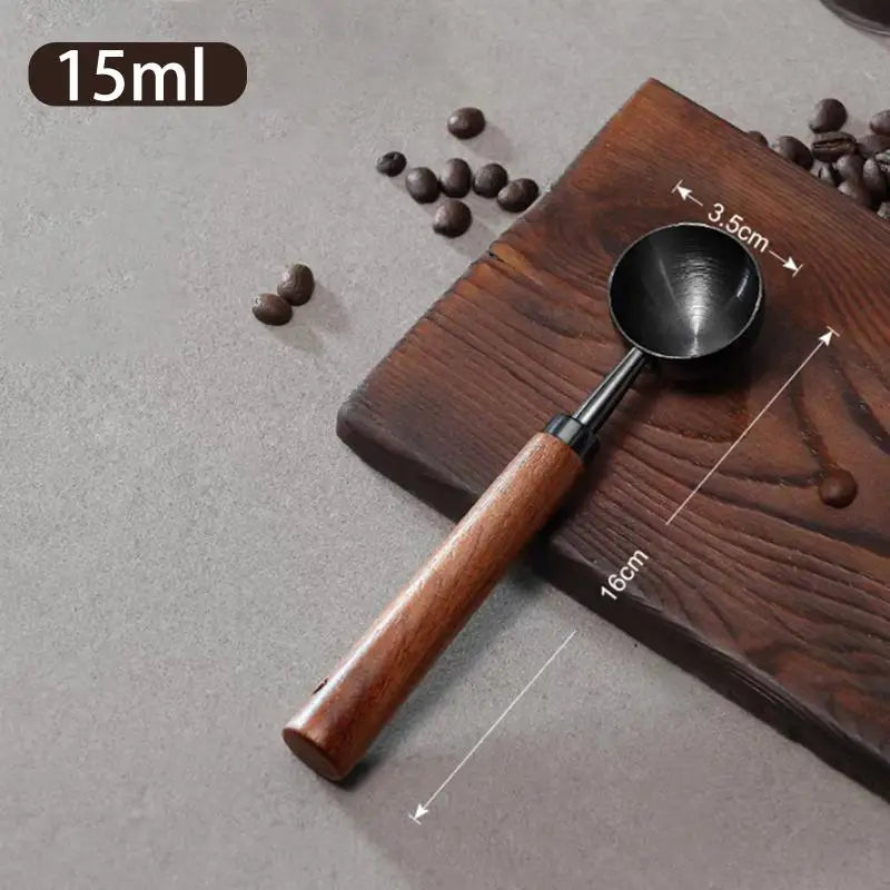 Coffee Tablespoon - Walnut Wood & Stainless Steel Scoop for Home Baristas & Cafe Decor - Perfect Kitchen Accessory Qme A7