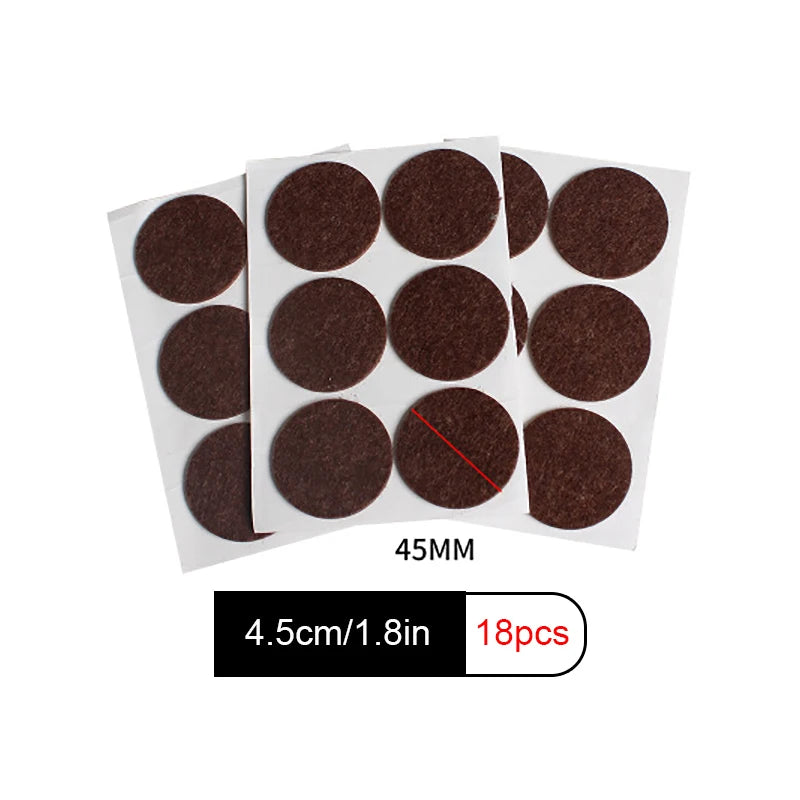 3-72PCS Felt Chair Leg Pads Round Square Floor Protector Self Adhesive Furniture Pads Mute Bumper Pad Home Furniture Feet Mat Qme C-18PCS Brown