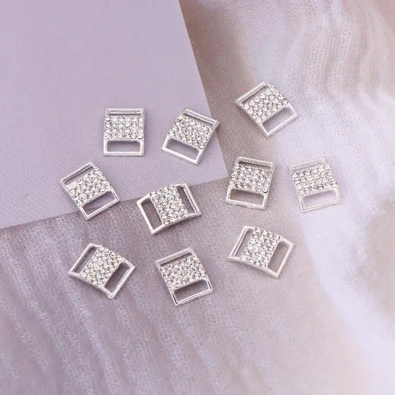 10Pcs 10*15MM Rhinestone Bikini Connector Buckle Alloy Chain Swimwear Decorative Rhinestone Buckle DIY Jewelry Accessories Qme 10pcs silver