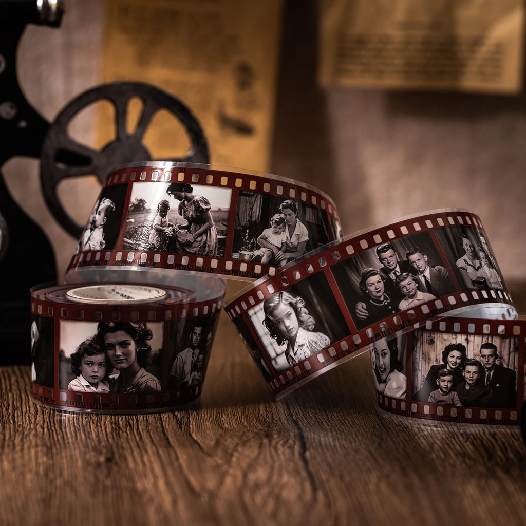 1Roll Retro Memory Film Theme PET Tape for Scrapbooking Journaling Collage Decorate Phone Case Notebook DIY Craft Supplies Qme