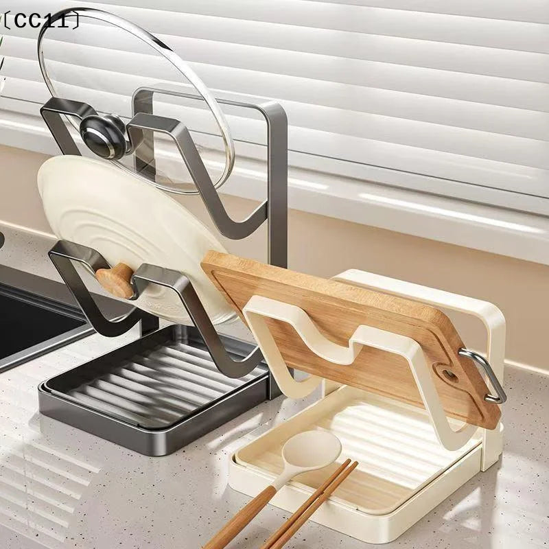 Pot Lid Storage Rack Kitchen Counter Organizer Countertop Removable Qme