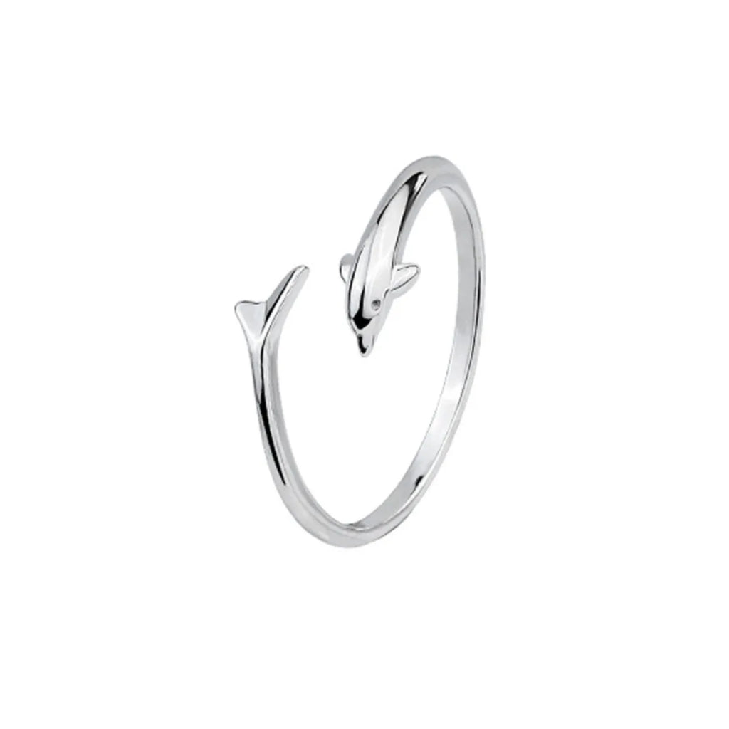 New Little Charm Dolphin Solid Color Ring Simple Women's 2025 New Trendy Niche Design Opening Adjustable Index Finger Ring Gift Qme