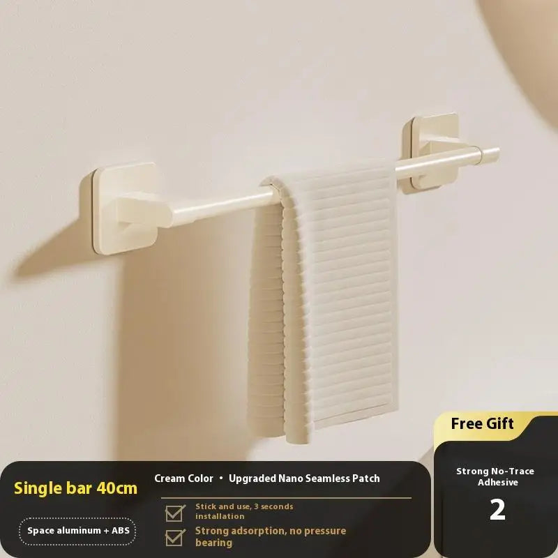 Two Layer Punch-free Towels Holder Bar Bathroom Storage Rack Towel Qme A12