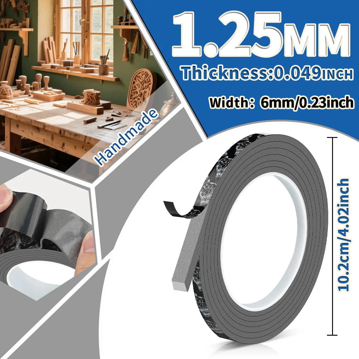 Strong Double Sided Adhesive Tape High Viscosity Thicken Fixed Vehicle-mounted Driving Recorder Black Tape No Trace Qme width-6mm 1.25mm