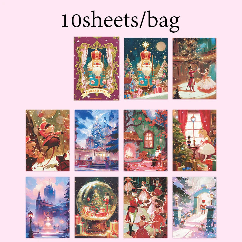10 Sheets/Bag Dreamy Fairy Tale Theme Background Stickers, Fit for DIY, Scrapbook, Phone Case, Notebook & More Decorations Qme 4