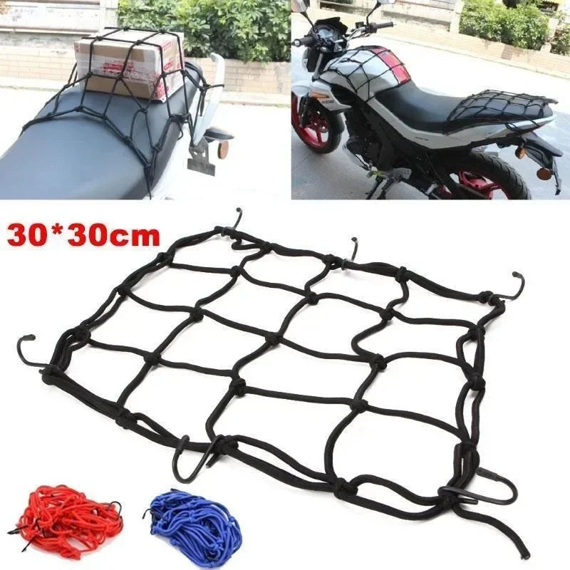Motorcycle Luggage Net Bike 6 Hooks Hold Down Fuel Tank Luggage Mesh Web Styling High Quality moto adjustable Cargo Net Qme