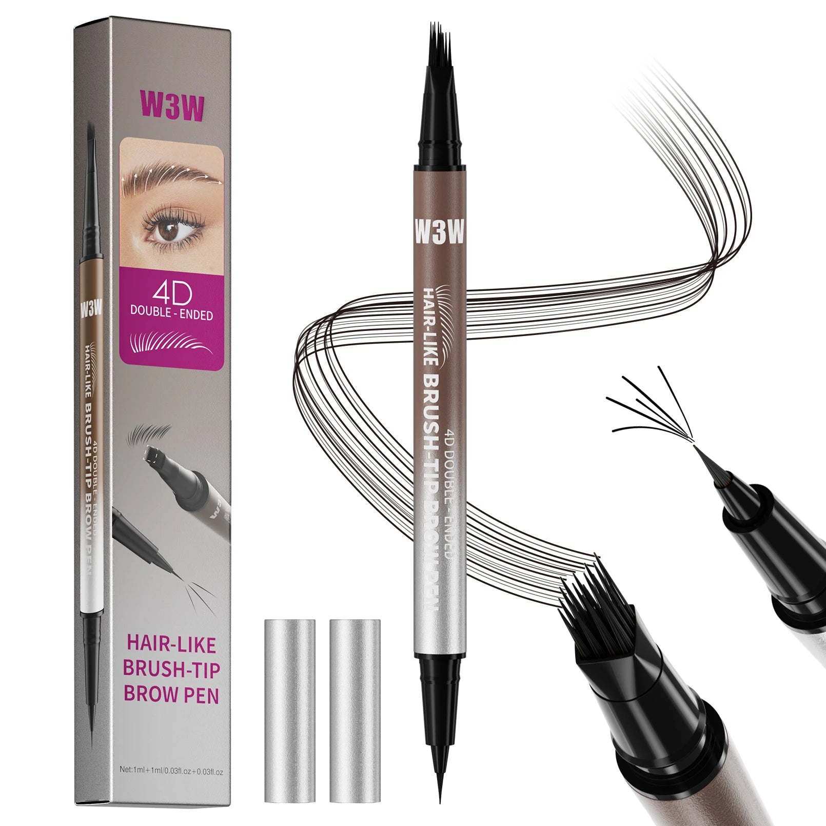 Velvet Wild Eyebrow Pencil Square Angled Brush Multifunction 3D Brow Dye Cream Hairline Anti-smudge Waterproof Eyebrow Tint Pen Qme